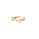 14k Yellow Gold 1.01ct Round /.87ct Pear Shape G SI1 and .78ct G VS2 Open Ring